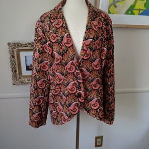Stunning velvet, paisley print blazer. XXL